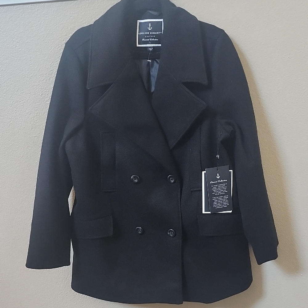 Black Double-Breasted Peacoat